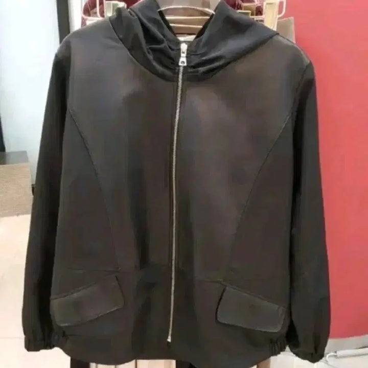 [BUNJANG] Y.W.Z. Natural Leather &amp; Prada Nylon Hooded Zip-Up Jacket / (새제품)천연가죽+프라다 후드 집업 자켓55-88