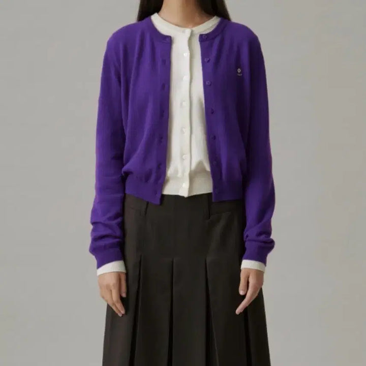 [BUNJANG] TUDMENT Clover Button Point Merino Wool Cardigan - Grape Juice Purple / [택O Purple] 튜드먼트 클로버 버튼 포인트 메리노울 가디건