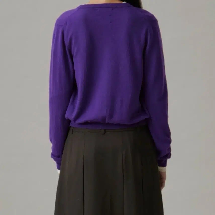 [BUNJANG] TUDMENT Clover Button Point Merino Wool Cardigan - Grape Juice Purple / [택O Purple] 튜드먼트 클로버 버튼 포인트 메리노울 가디건