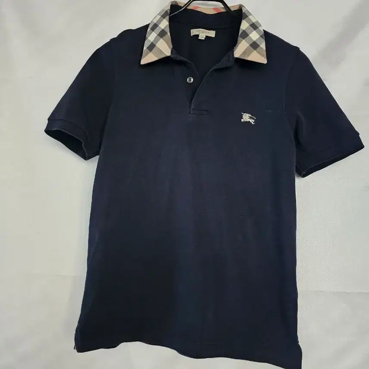 [BUNJANG] Burberry Navy Collar Check Short Sleeve Polo T-Shirt / 버버리 진네이비 카라체크 반팔 폴로티셔츠