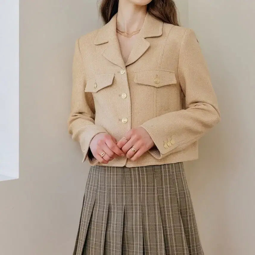 [BUNJANG] Lookast Emily Tweed Jacket Beige / 룩캐스트 에밀리 트위드 자켓 베이지