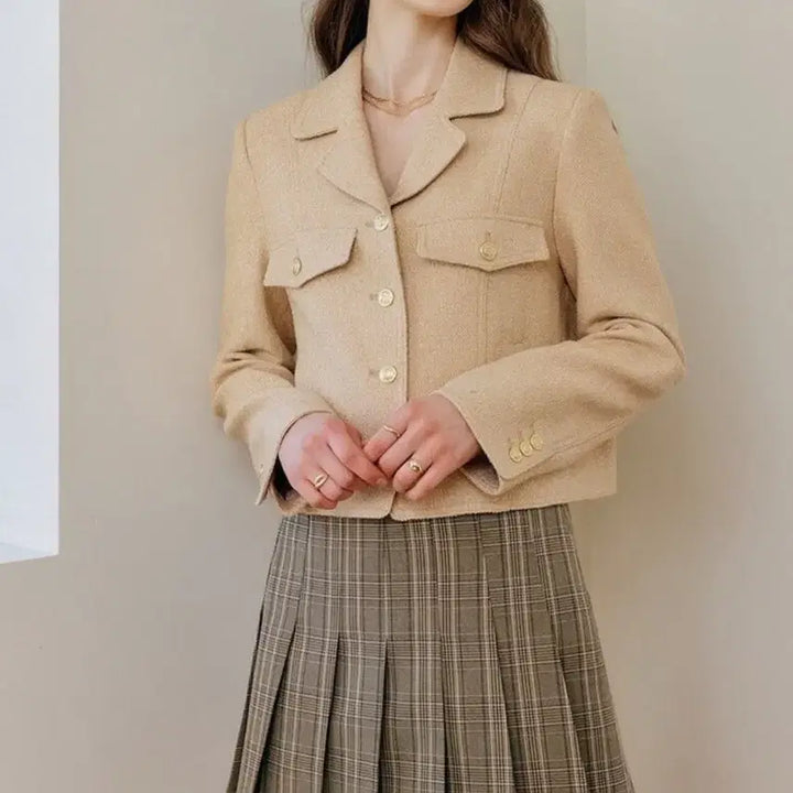 [BUNJANG] Lookast Emily Tweed Jacket Beige / 룩캐스트 에밀리 트위드 자켓 베이지