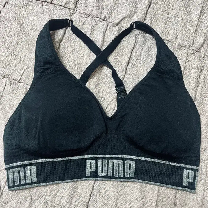[BUNJANG] Puma Black Sports Bra Top / 푸마 블랙 스포츠 브라 브라탑 검정 퓨마