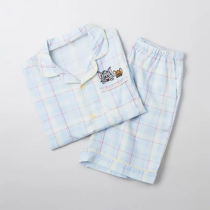 [BUNJANG] SPAO Tom and Jerry Check Short-Sleeve Pajama (L) / 새옷)스파오 톰과제리 체크 반팔 파자마(L)