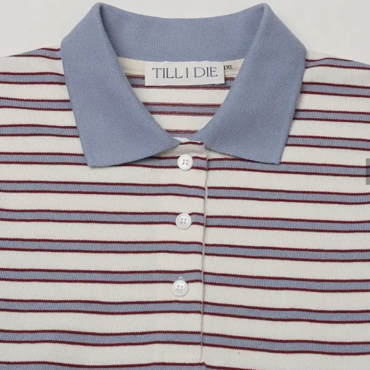 [BUNJANG] TILDAIDAI Stripe Collar T-Shirt / 틸아이다이 스트라이프 카라 티셔츠