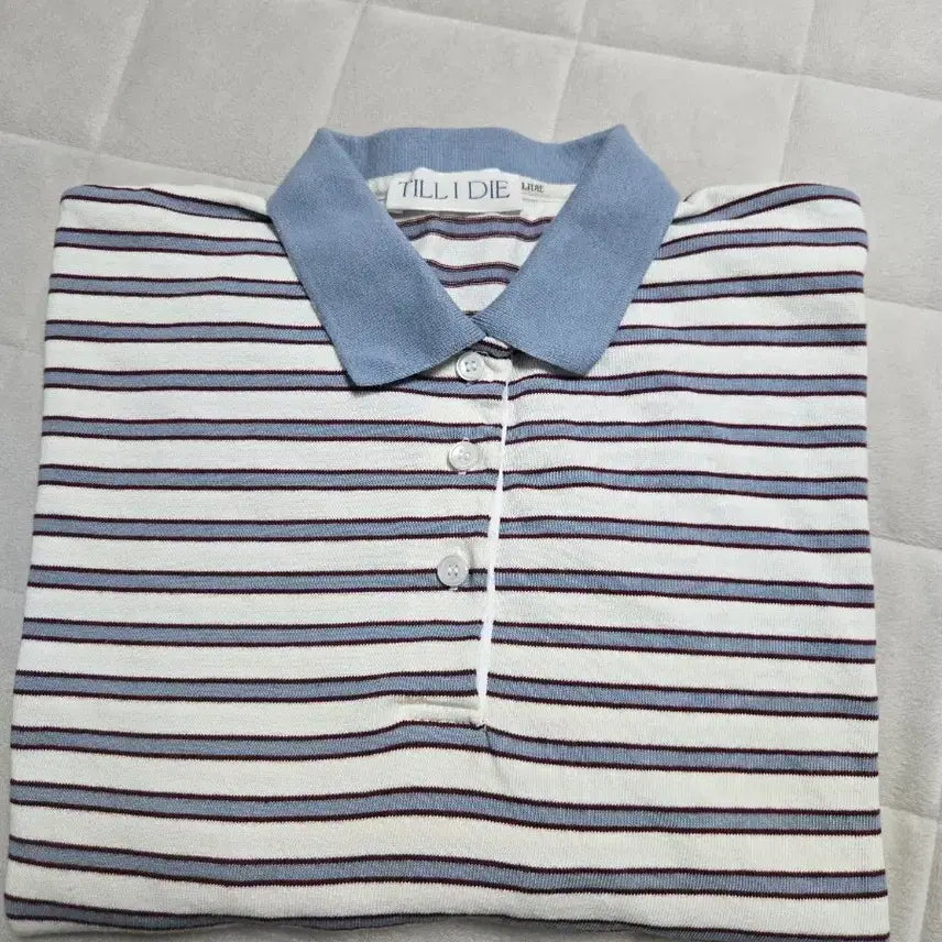 [BUNJANG] TILDAIDAI Stripe Collar T-Shirt / 틸아이다이 스트라이프 카라 티셔츠