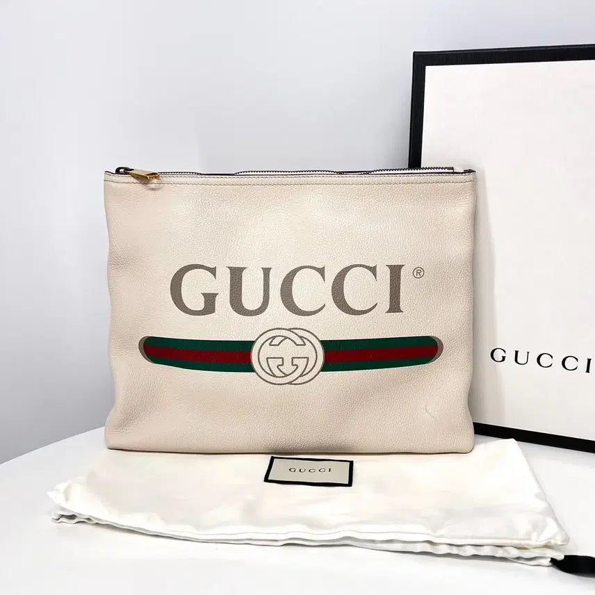 [BUNJANG] Gucci GG Marmont Ophidia Clutch Bag White / [정품] 구찌 띠로고 클러치백 화이트 (500981)