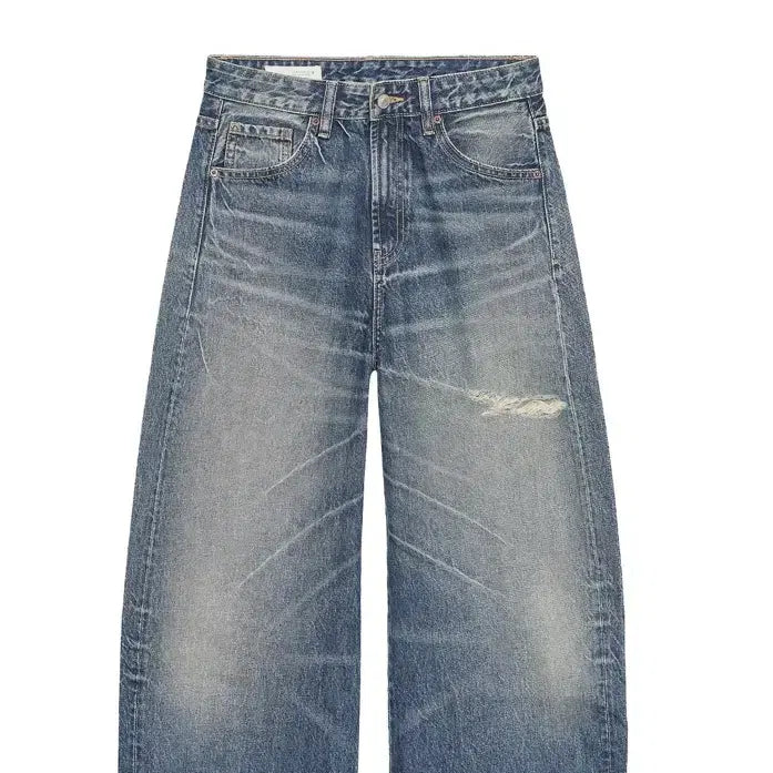 [BUNJANG] ZARA TRF Baggy Roll-Up Distressed Jeans / 자라 TRF 배기 롤업 데님 팬츠
