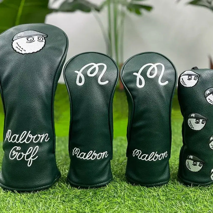 [BUNJANG] Malbon Golf Club Cover Set (Driver, Wood, Utility) / 말본골프 클럽 커버 세트