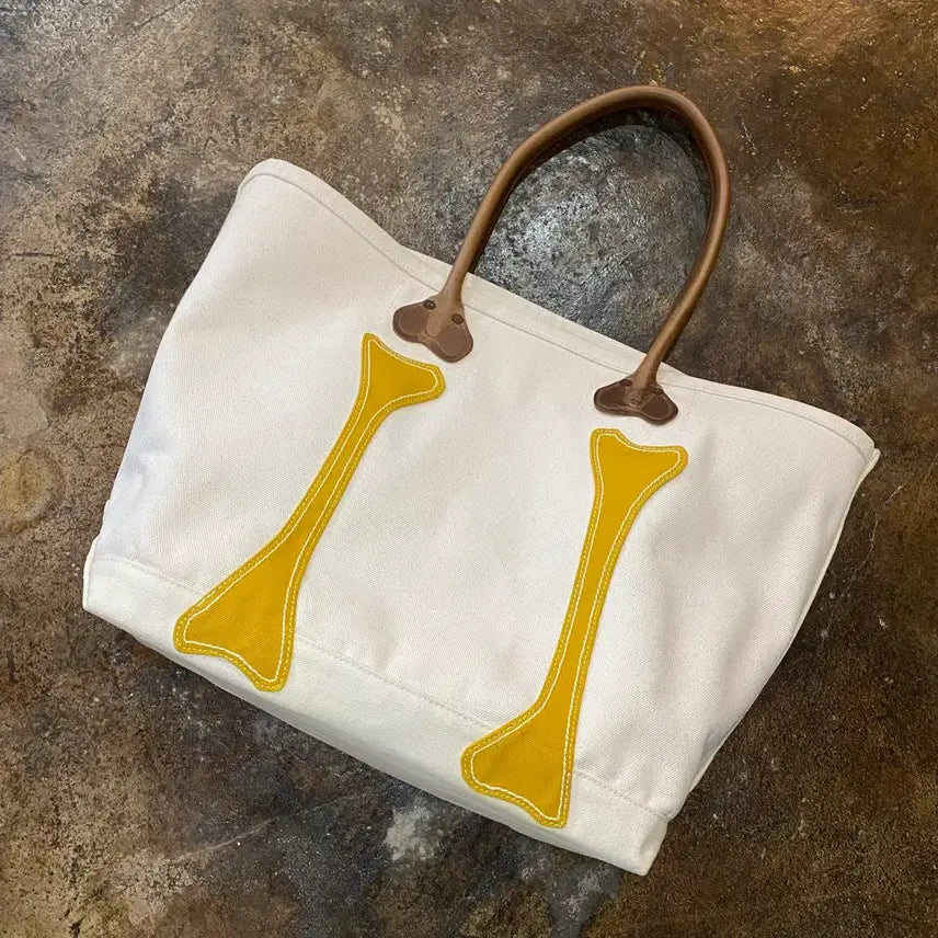 [BUNJANG] Capital Bone Canvas Leather Tote Bag / (M) 캐피탈 본 캔버스 가죽 토트백