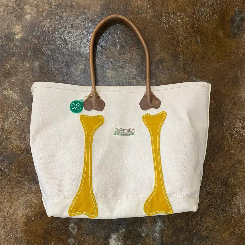 [BUNJANG] Capital Bone Canvas Leather Tote Bag / (M) 캐피탈 본 캔버스 가죽 토트백