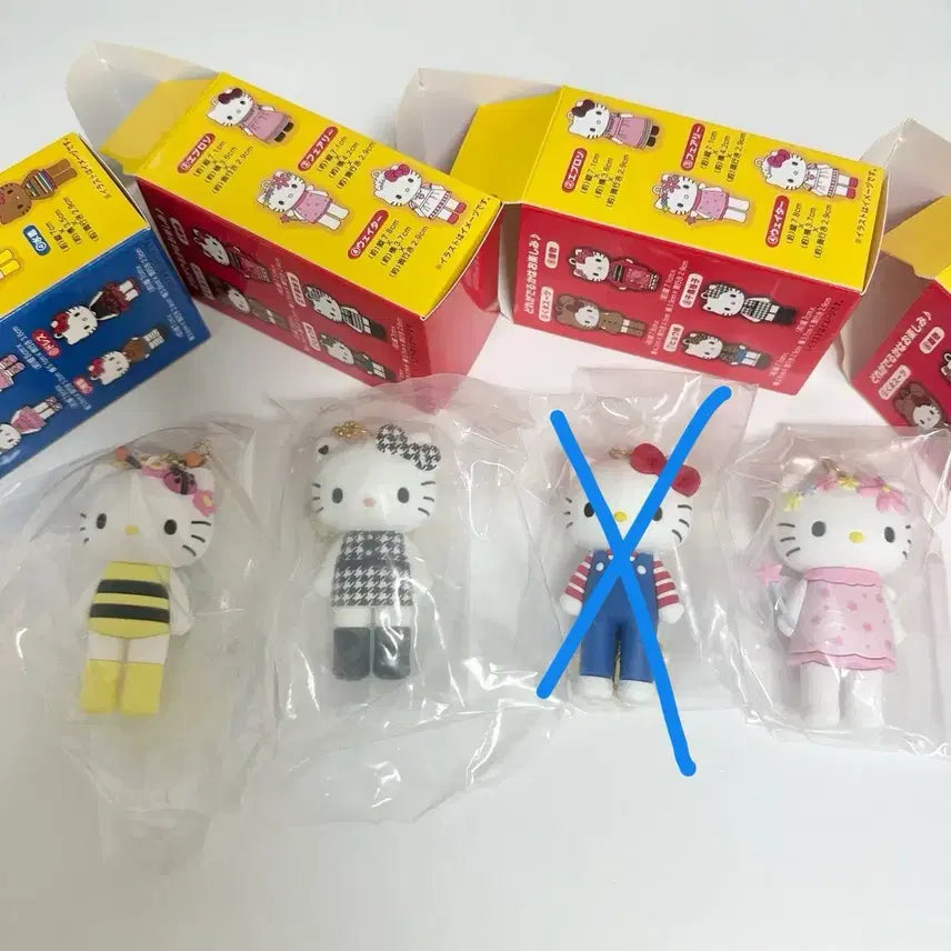 [BUNJANG] Sanrio 50th Anniversary Kitty Mascot Keychain Set / 꿀벌/요정/하운드체크 키티 50주년 전시회 마스코트 키링 세트