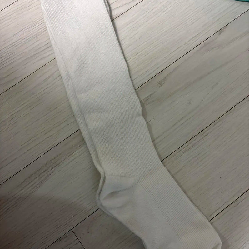 [BUNJANG] White Ribbed Socks (1 Pair) / 화이트 골지 양말 1켤레 판매