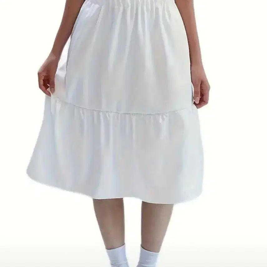 [BUNJANG] White Tiered Long Midi Skirt / 화이트 캉캉 롱 스커트,미디스커트