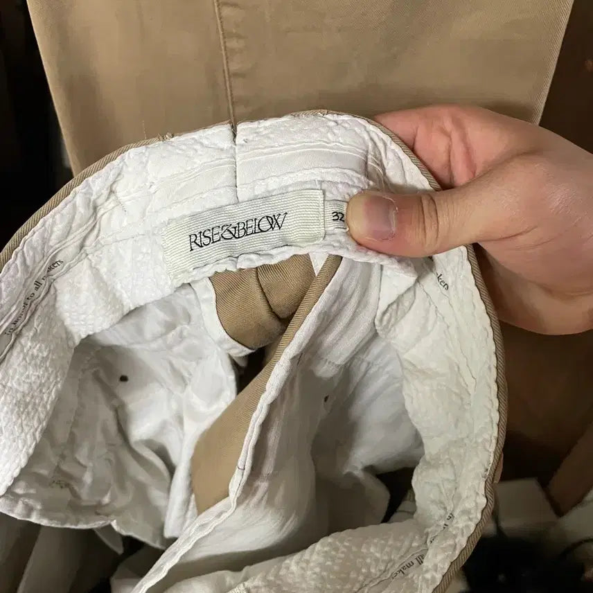 [BUNJANG] Rise &amp; Below 302 Loose Straight Pants British Khaki / 라이즈앤빌로우 302 루즈스트레이트 32