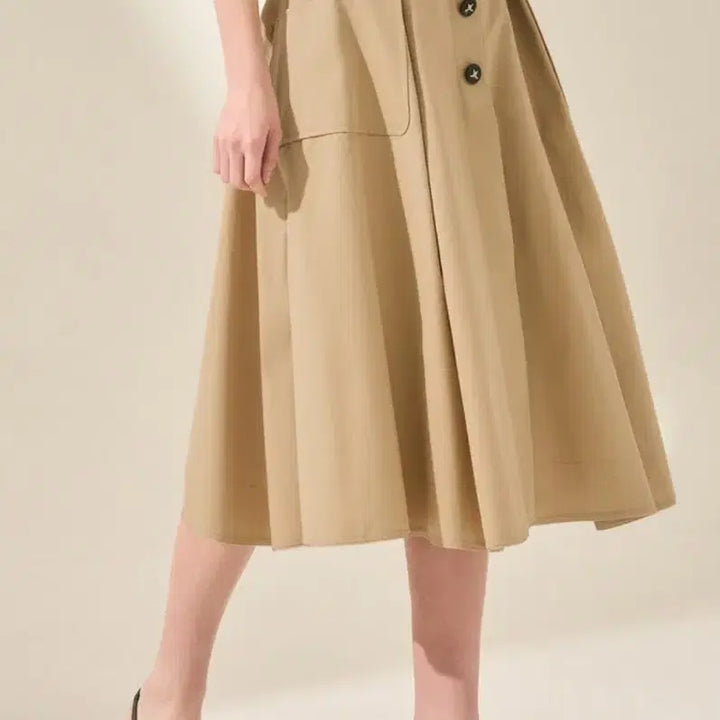 [BUNJANG] Mine (Hansome) A-Line Midi Skirt - Beige, Size 55 / 마인(한섬)스커트55
