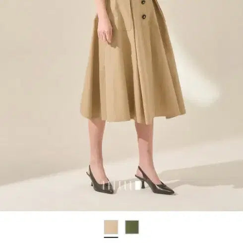 [BUNJANG] Mine (Hansome) A-Line Midi Skirt - Beige, Size 55 / 마인(한섬)스커트55