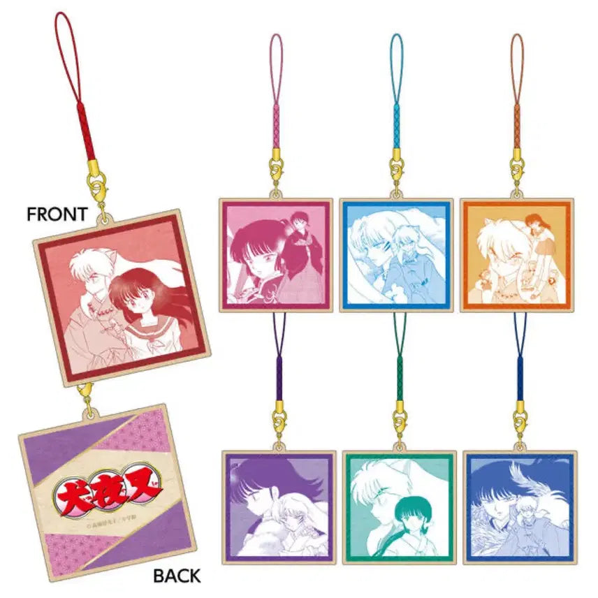 [BUNJANG] Inuyasha Original Art Trading Wood Strap Keychain - Red / 이누야샤 원화 트레이딩 우드 스트랩 키링 - 레드