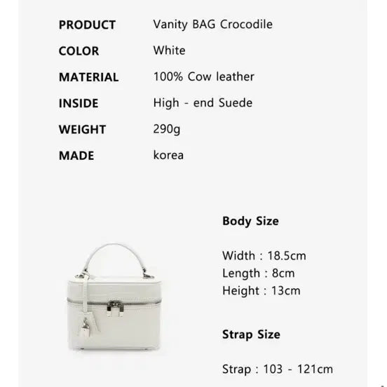 [BUNJANG] Cardinal Red Vanity Crocodile Bag White / 카디널레드 베니티 악어백 화이트