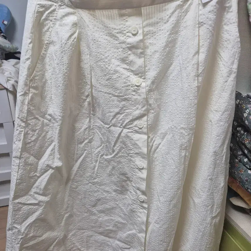 [BUNJANG] Ivory Button-Front Long Skirt / 아이보리 스커트