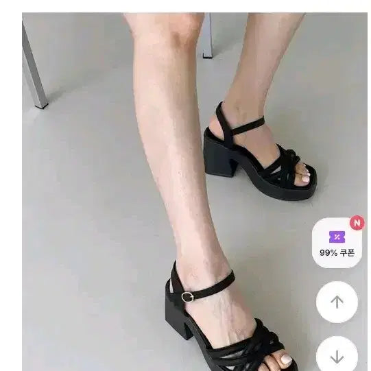 [BUNJANG] A-bly Chunky Heel Sandals (Black, Size 250) / 에이블리 샌들