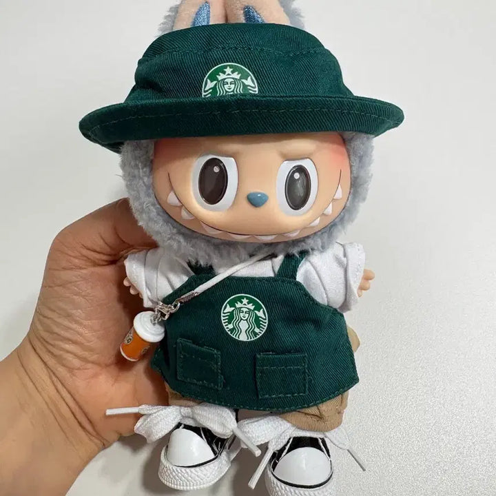 [BUNJANG] Pop Mart Labubu Starbucks Uniform Set / 팝마트 17센치 라부부 스타벅스유니폼세트