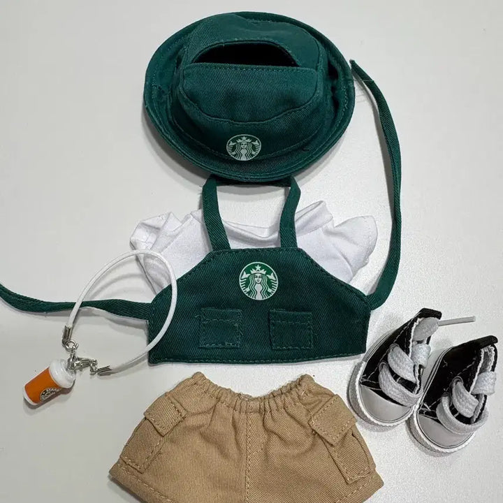[BUNJANG] Pop Mart Labubu Starbucks Uniform Set / 팝마트 17센치 라부부 스타벅스유니폼세트