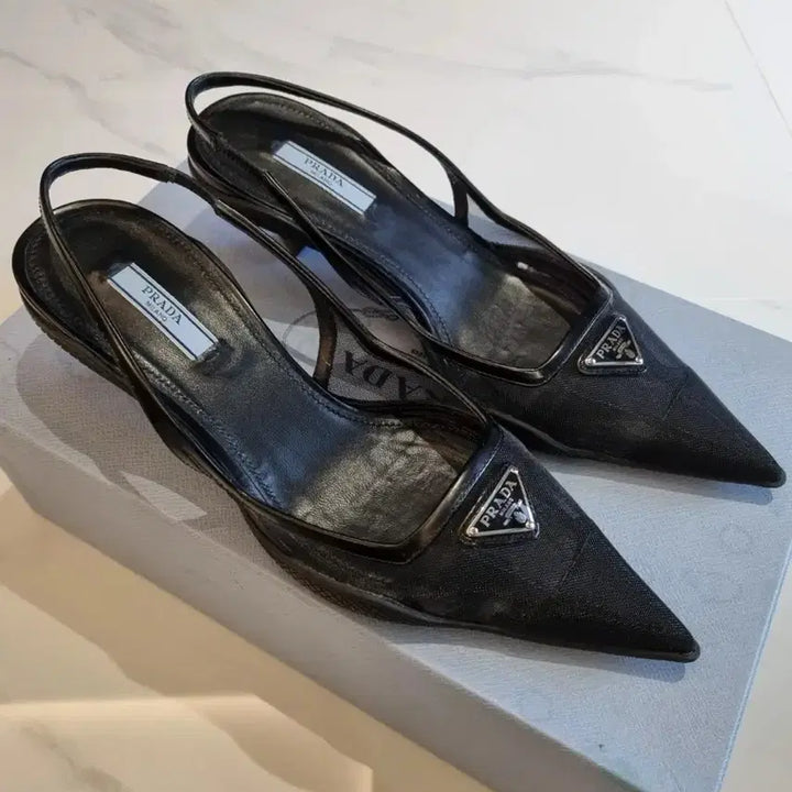 [BUNJANG] Prada Black Mesh Pumps Slingbacks / 프라다 블랙 메쉬 펌프스 슬링백