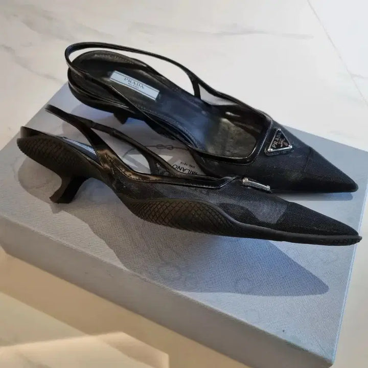 [BUNJANG] Prada Black Mesh Pumps Slingbacks / 프라다 블랙 메쉬 펌프스 슬링백