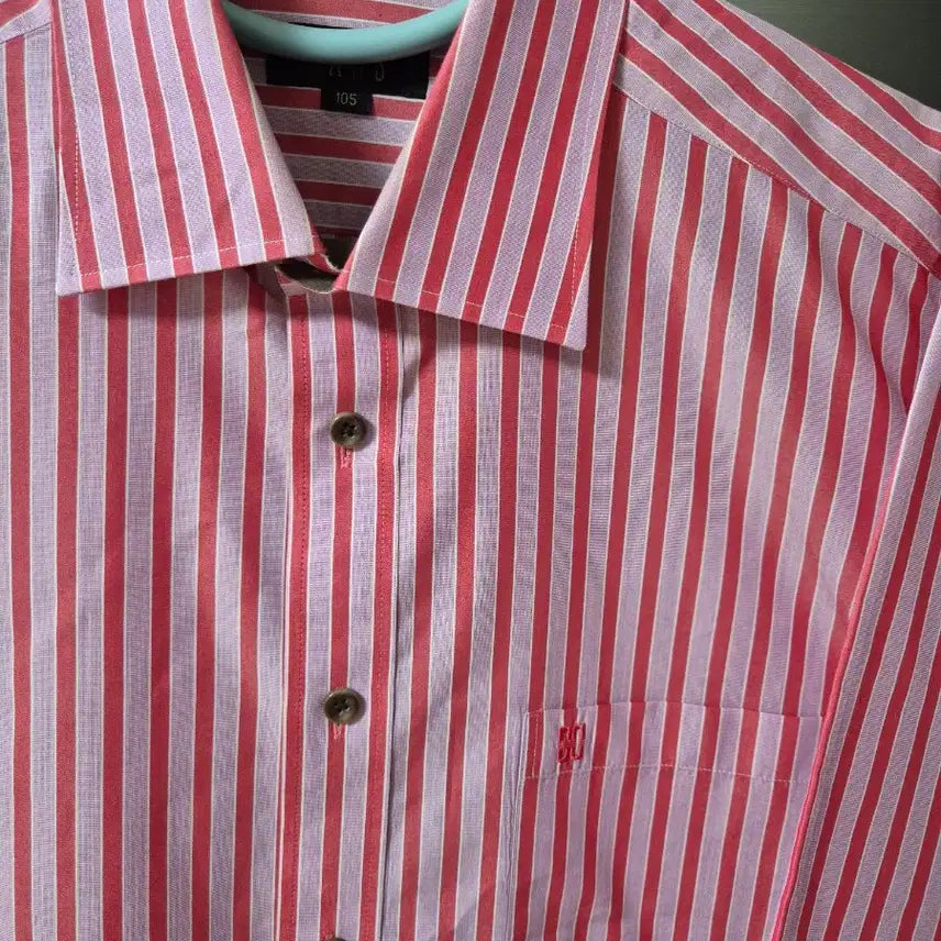 [BUNJANG] Daks Pink Stripe Short Sleeve Shirt 105 / [거의 새상품] 닥스 핑크 스트라이프 반팔 남방/셔츠/105
