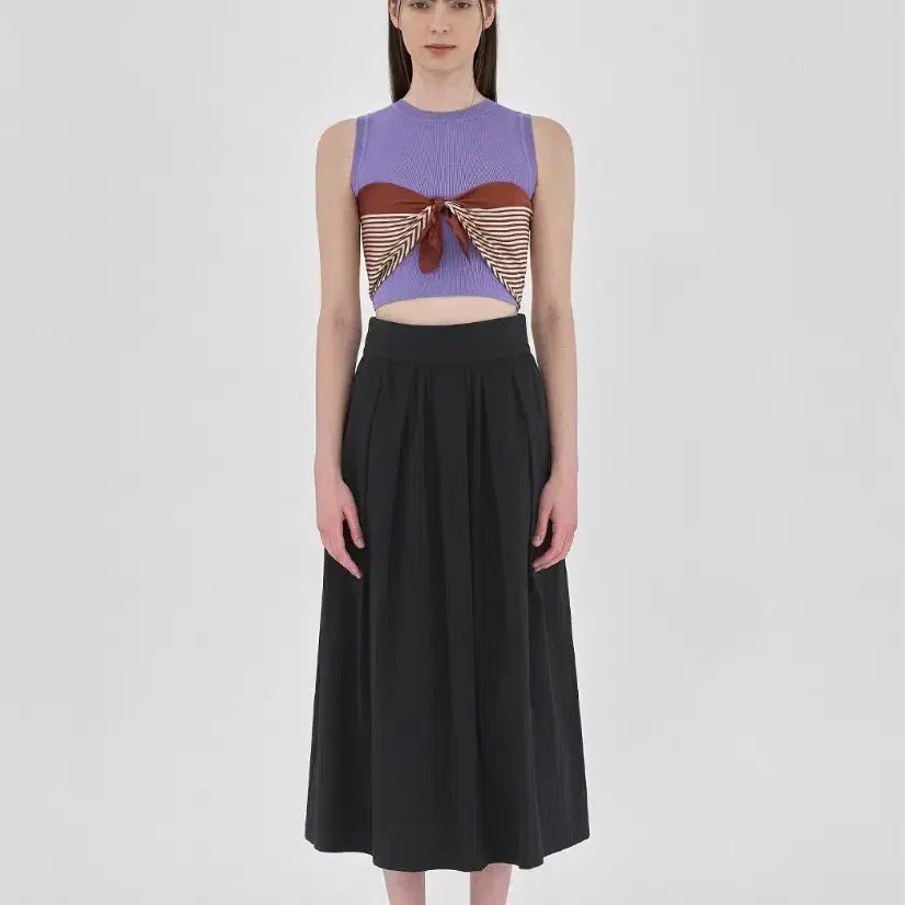 [BUNJANG] Nine Stitch Point High-Waist Full Skirt (Black) / 나인 스티치 포인트 하이웨스트 풀 스커트 (블랙)