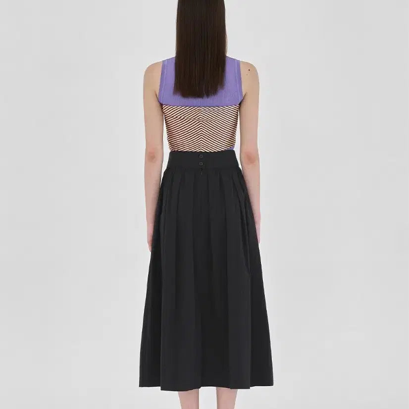 [BUNJANG] Nine Stitch Point High-Waist Full Skirt (Black) / 나인 스티치 포인트 하이웨스트 풀 스커트 (블랙)