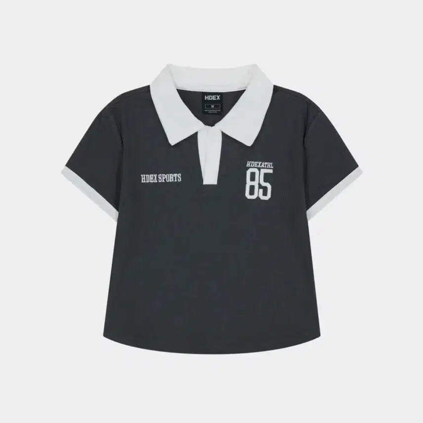 [SOLD OUT] HDEX 우먼스 스포티 오픈 피케 크롭 숏 슬리브 차콜 L
