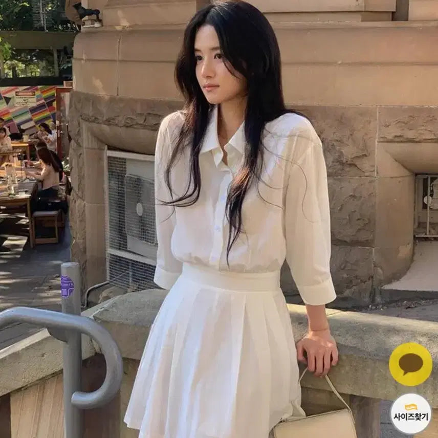 [BUNJANG] Benito Pleats Banding Dress Ivory S / 베니토 셔츠 플리츠 밴딩 원피스 아이보리S