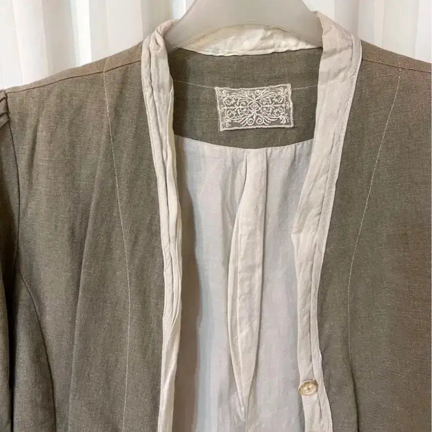 [SOLD OUT] 카키빛 베이지 네추럴 린넨 자켓 55 상태좋음