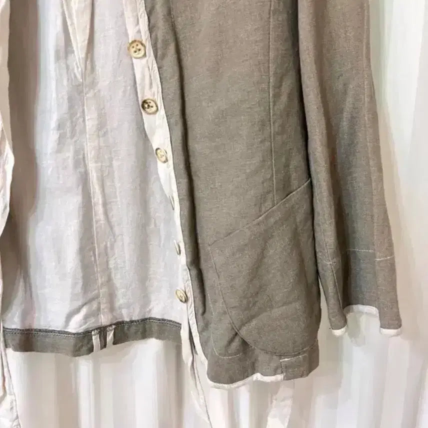 [SOLD OUT] 카키빛 베이지 네추럴 린넨 자켓 55 상태좋음
