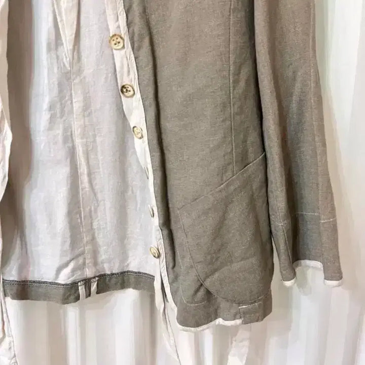 [SOLD OUT] 카키빛 베이지 네추럴 린넨 자켓 55 상태좋음