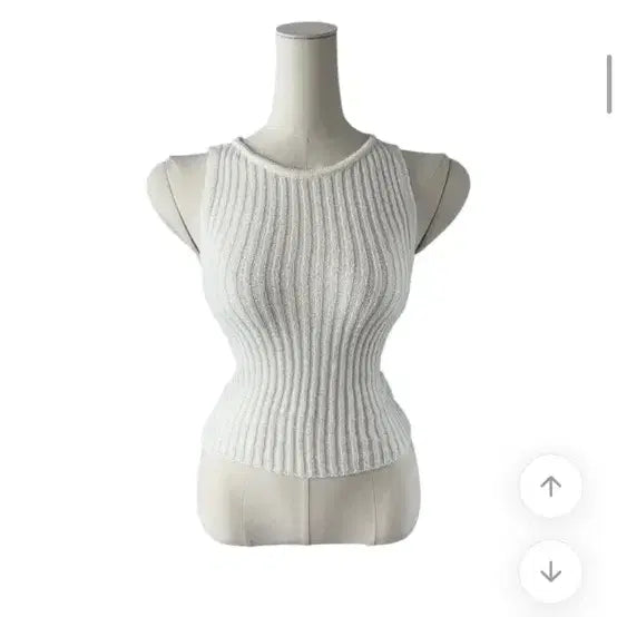 [BUNJANG] Ribbed Knit Round Neck Camisole - Ivory / 부유방커버 라운드넥 골지 나시 니트 아이보리