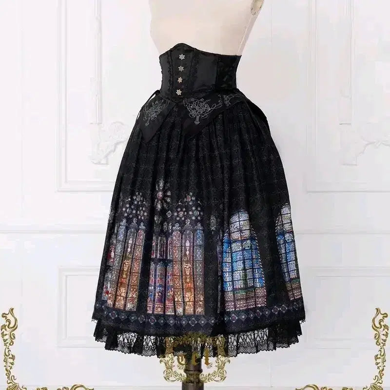 [BUNJANG] CEL Gothic Lolita Stained Glass Long Skirt XL / CEL 스테인드글라스 코르셋 고딕 로리타 스커트 롱 기장