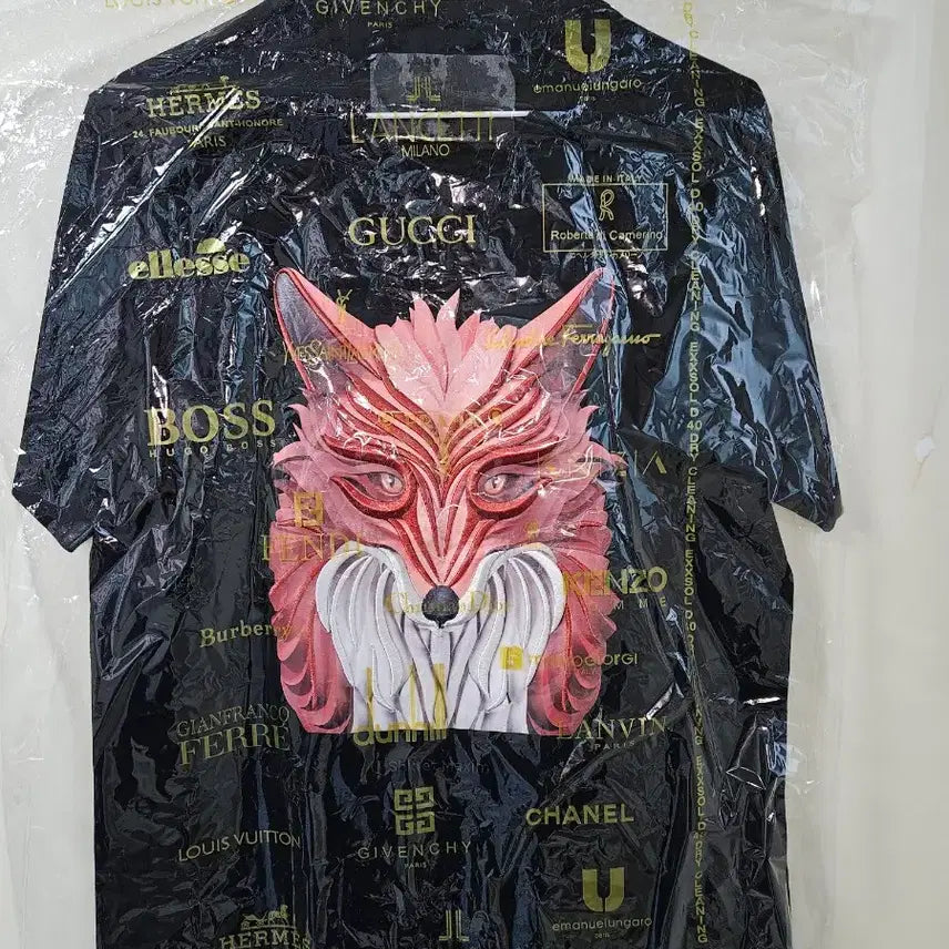 [BUNJANG] Shkret Maxim Fox Embroidery Short Sleeve T-Shirt / Shkret Maxim 폭스 자수 블랙 반팔 티셔츠