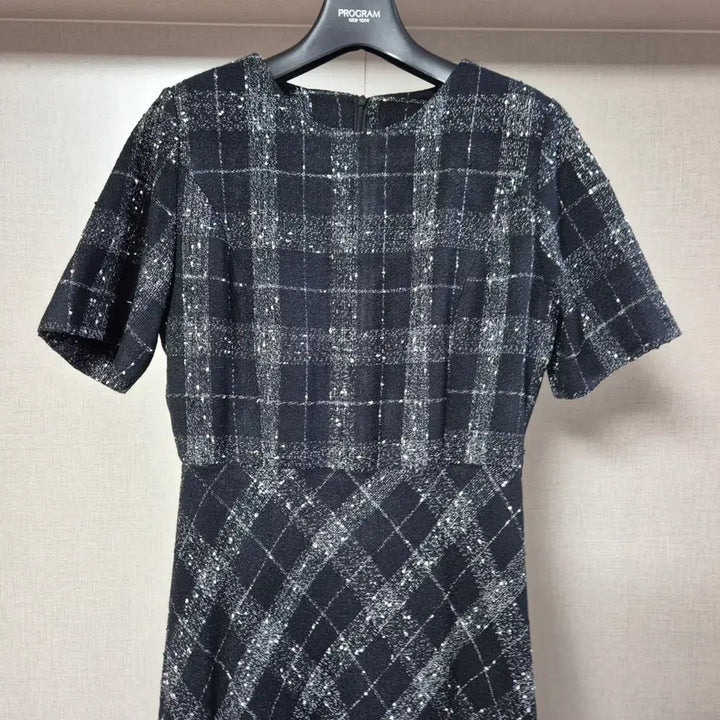 [BUNJANG] ASTIER Tweed Check Short Sleeve Long Dress / 프리)ASTIER 아스띠에 트위드 체크 반팔 롱 원피스