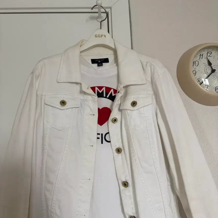 [BUNJANG] Tommy Hilfiger White Denim Jacket Size 55 / 타미힐피거 화이트 데님 자켓55