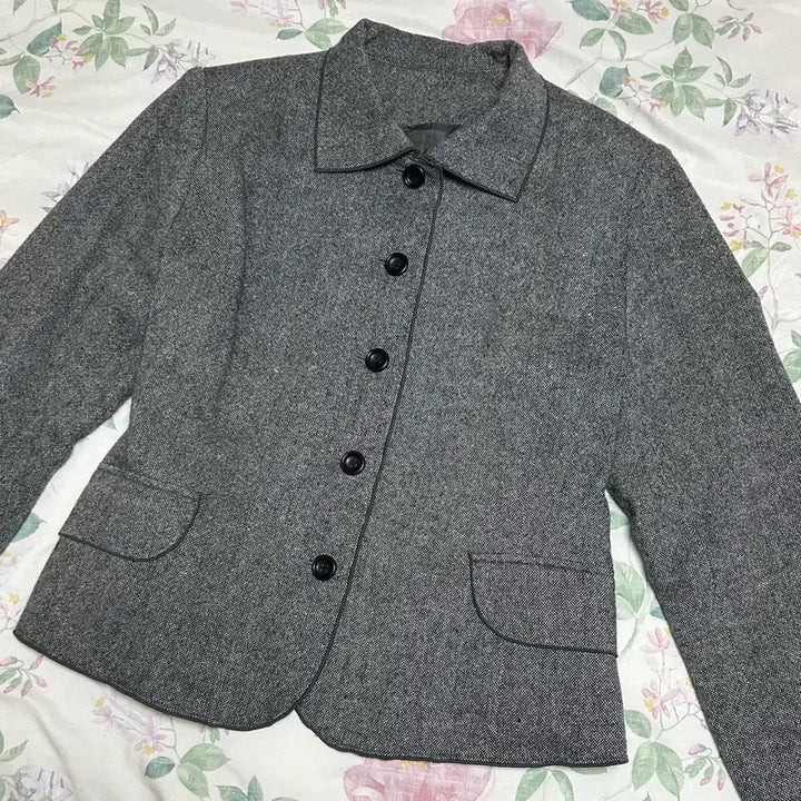 [BUNJANG] Vintage Grey Wool Collar Jacket / 빈티지 그레이 울 카라 자켓