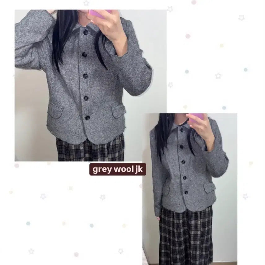 [BUNJANG] Vintage Grey Wool Collar Jacket / 빈티지 그레이 울 카라 자켓
