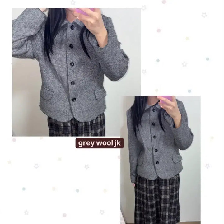 [BUNJANG] Vintage Grey Wool Collar Jacket / 빈티지 그레이 울 카라 자켓