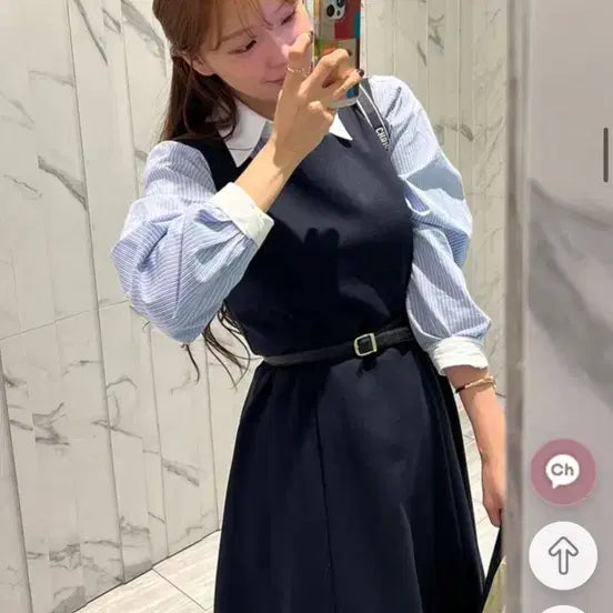 [BUNJANG] Marimarket Square Long Dress Navy S / 마리마켓 스퀘어 롱원피스