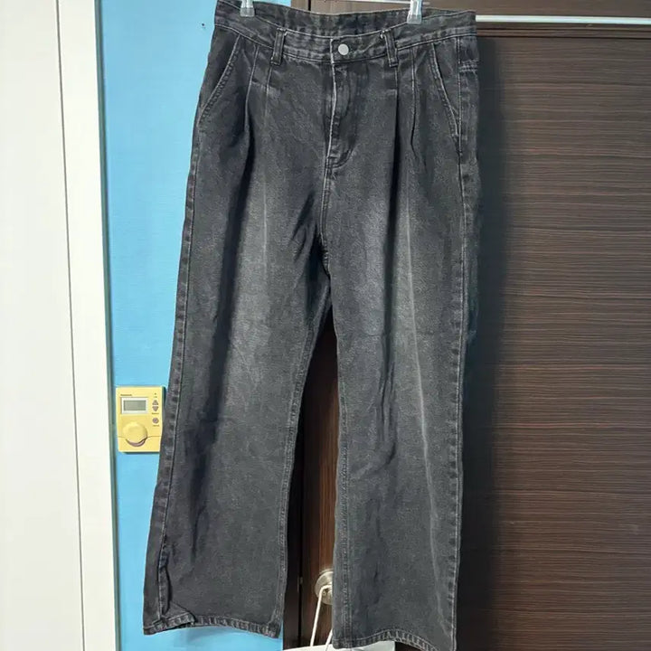 [BUNJANG] Vintage Black Wash Wide Leg Denim Pants / 빈티지 흑청 와이드 데님 팬츠