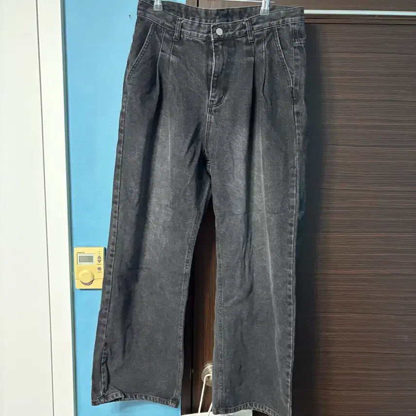 [BUNJANG] Vintage Black Wash Wide Leg Denim Pants / 빈티지 흑청 와이드 데님 팬츠