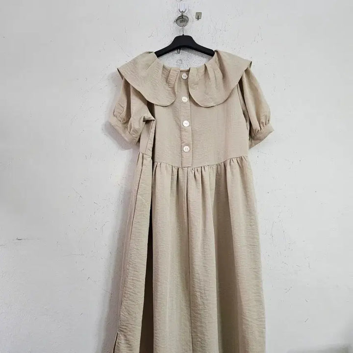 [BUNJANG] Collar Neck Long Dress Beige / 카라넥 롱 원피스 베이지