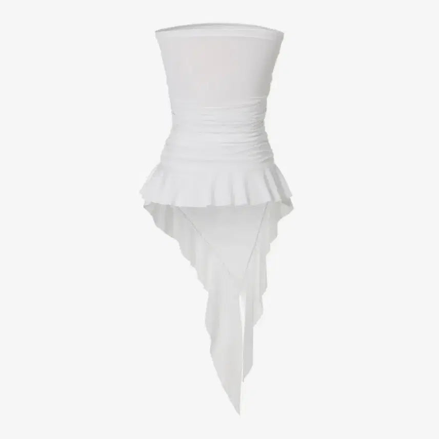 [BUNJANG] Khaki Point Layered Tube Top White / 카키포인트 레이어드 튜브탑 화이트